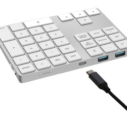 Tastatură numerică wireless Bluetooth din aluminiu, 2x HUB USB typerCLAW BN110
